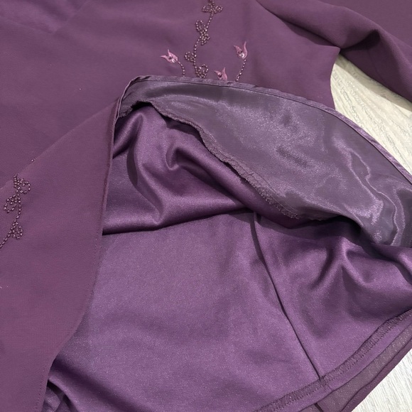 Studio I Purple Beaded Embellished Evening Blouse Top Long Sleeve Sz 18 Chiffon - Picture 11 of 14